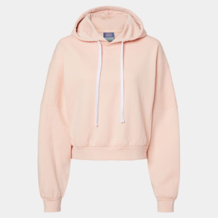 Women's Sueded Fleece Crop Hooded Sweatshirt Thumbnail
