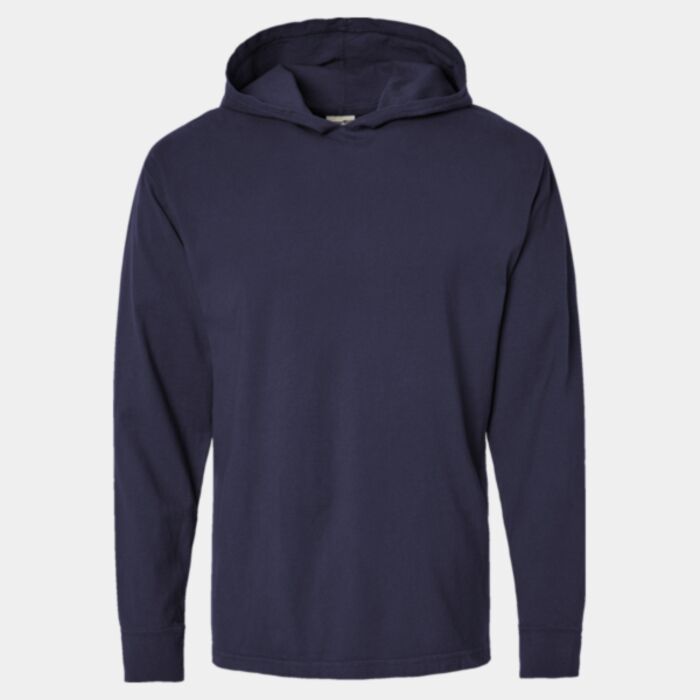Unisex Garment-Dyed Jersey Hooded Long Sleeve T-Shirt Thumbnail