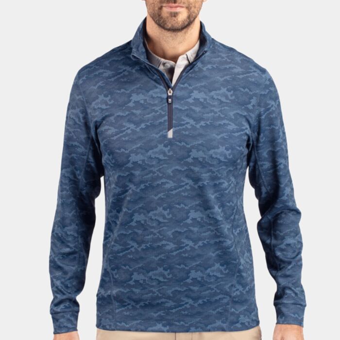 Cutter & Buck Traverse Camo Print Stretch Quarter Zip Mens Big and Tall Pullover Thumbnail