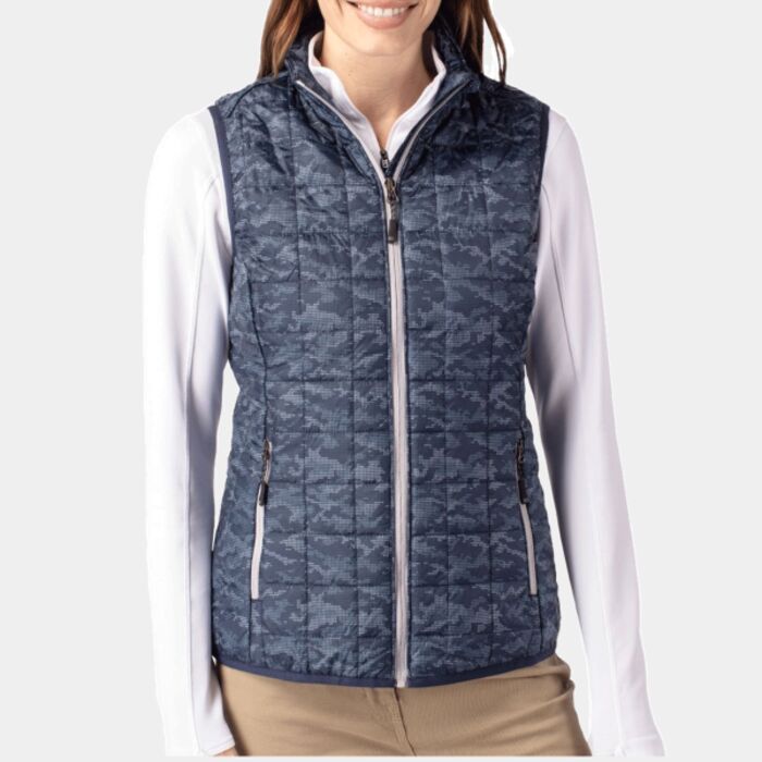Cutter & Buck Rainier PrimaLoft Womens Eco Insulated Full Zip Printed Puffer Vest Thumbnail
