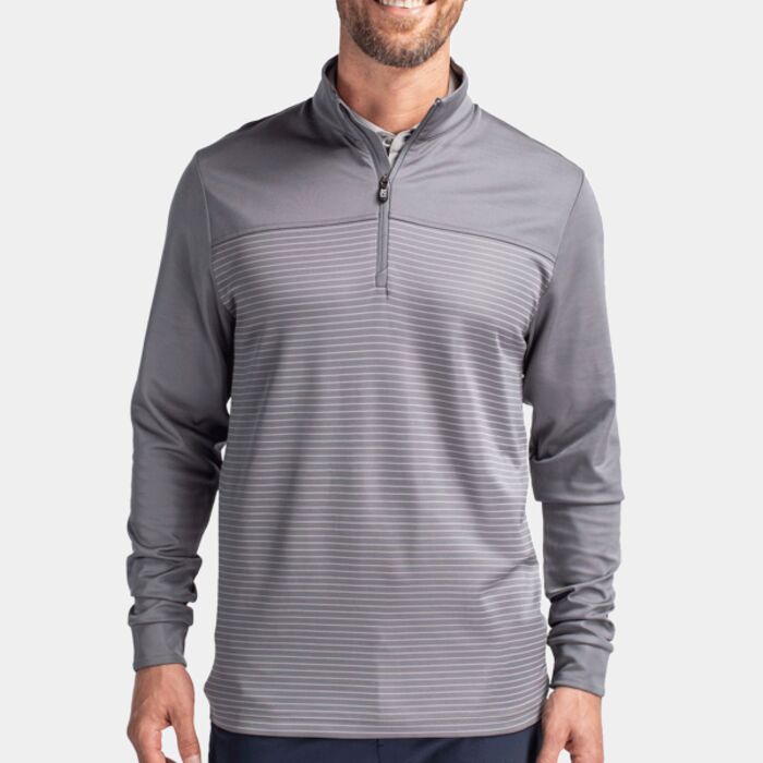 Cutter & Buck Traverse Stripe Stretch Quarter Zip Mens Pullover Thumbnail