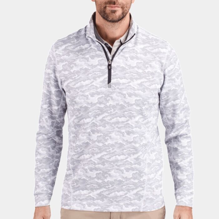 Cutter & Buck Traverse Camo Print Stretch Quarter Zip Mens Pullover Thumbnail