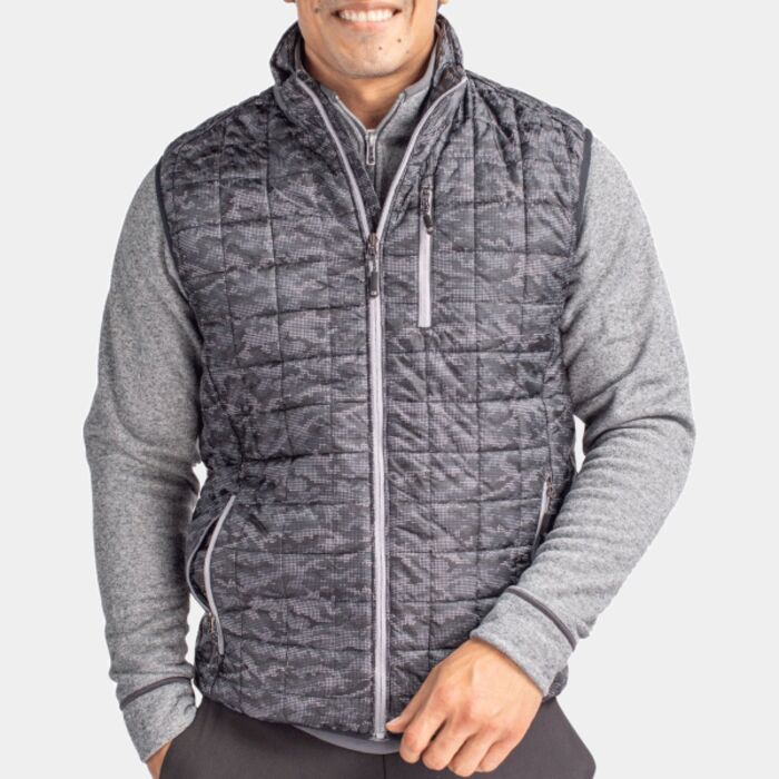 Cutter & Buck Rainier PrimaLoft Mens Eco Insulated Full Zip Printed Puffer Vest Thumbnail