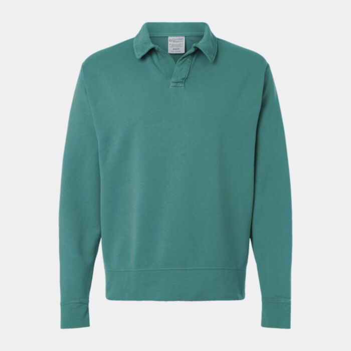 Unisex Garment-Dyed Polo Collar Sweatshirt Thumbnail