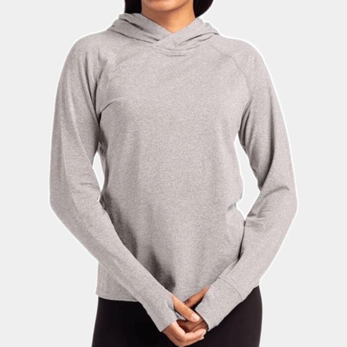 Cutter & Buck Adapt Knit Recycled Womens Heathered Hooded Pullover Thumbnail