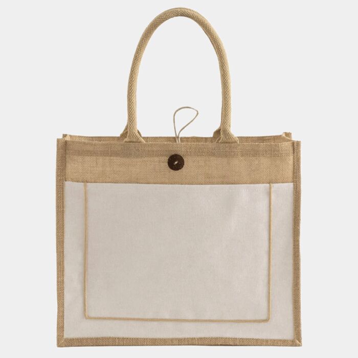 Button-Closure Jute Tote Thumbnail