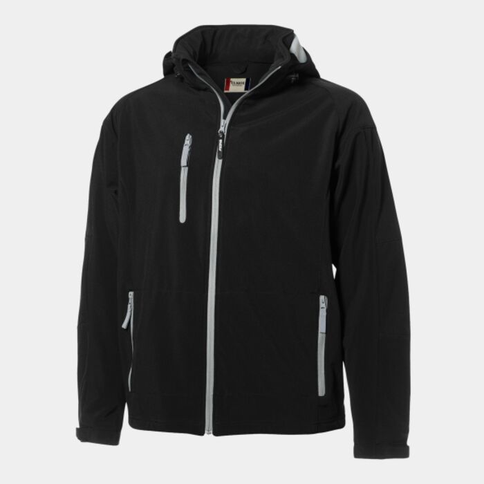 Clique Serac Stretch Softshell Hooded Full Zip Mens Jacket Thumbnail