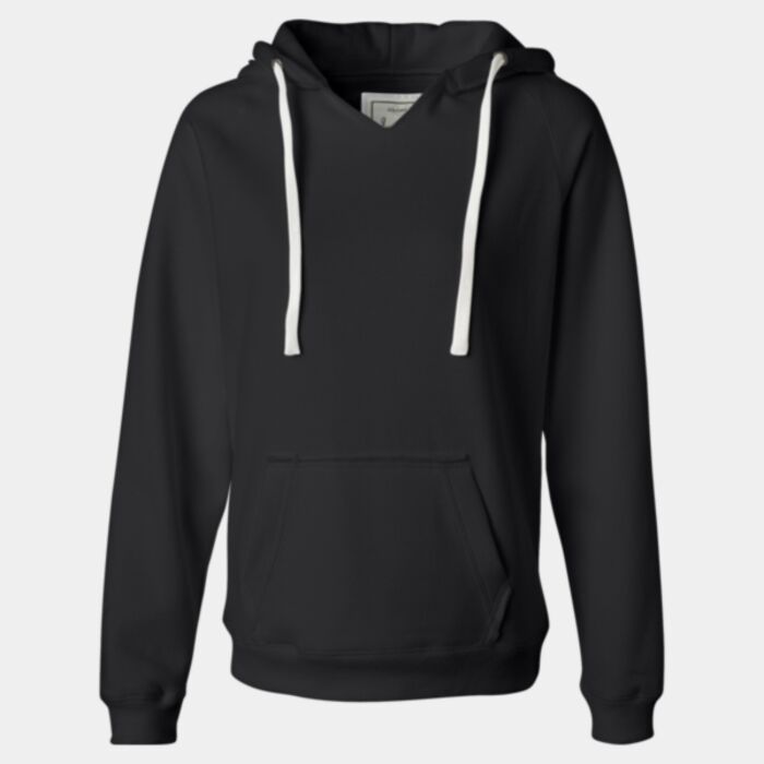 Women's Sueded V-Neck Hooded Sweatshirt Thumbnail