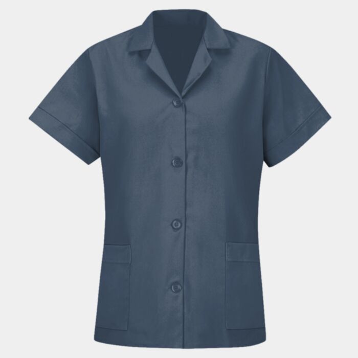 Women's Loose Fit Short Sleeve Button Smock Thumbnail