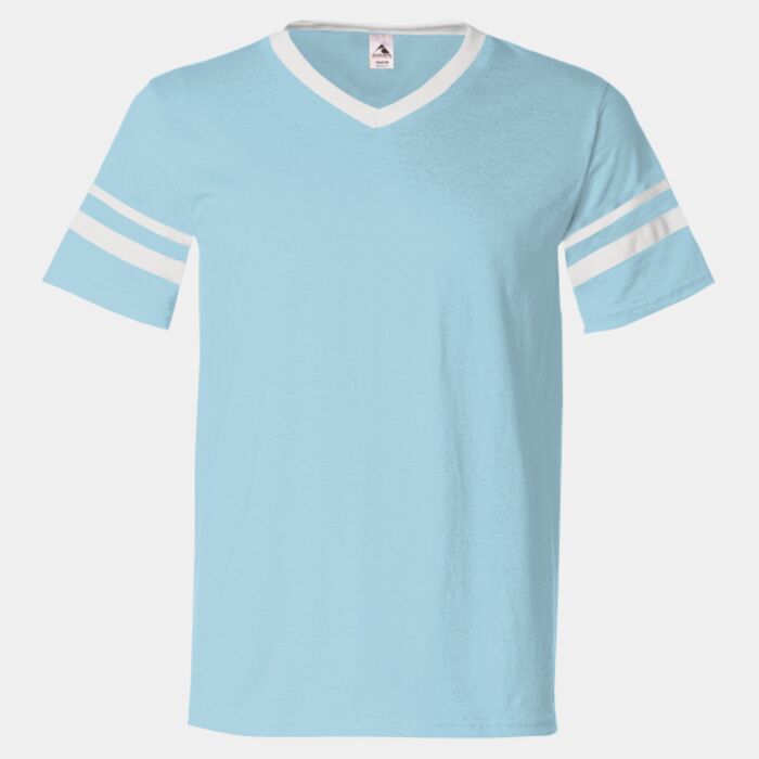 V-Neck Jersey with Striped Sleeves Thumbnail