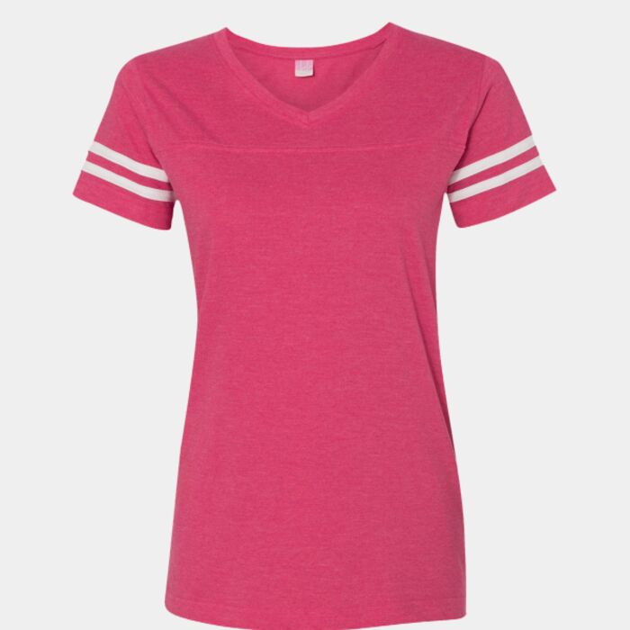 Women's Football V-Neck Fine Jersey Tee Thumbnail