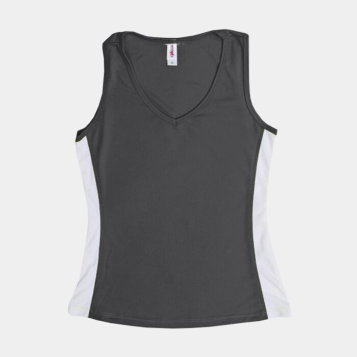 AJ215 Women's V-Neck Colorblock Tank Thumbnail