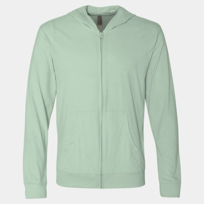 Unisex Sueded Long Sleeve Hooded Full Zip T-Shirt Thumbnail