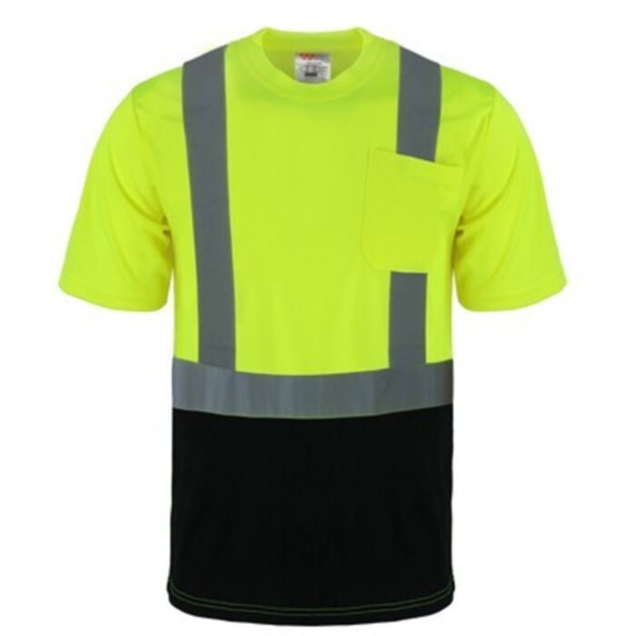 HI VIS CLASS 2 SHORT SLEEVE BLACK BOTTOM T-SHIRT Thumbnail